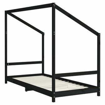 Kinderbedframe 90x190 cm massief grenenhout zwart 6