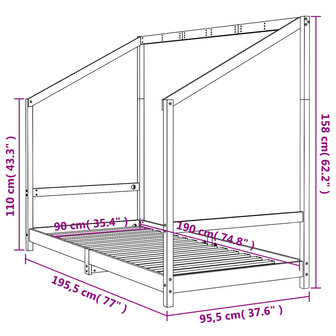 Kinderbedframe 90x190 cm massief grenenhout zwart 9