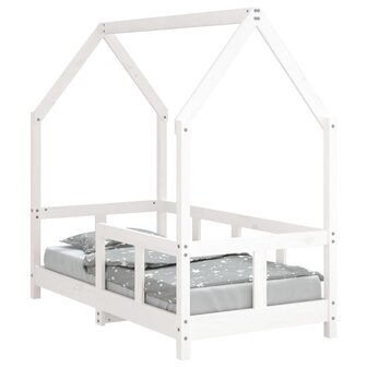Kinderbedframe 70x140 cm massief grenenhout wit 2