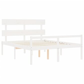 Seniorenbed met hoofdbord massief hout wit 160x200 cm 5