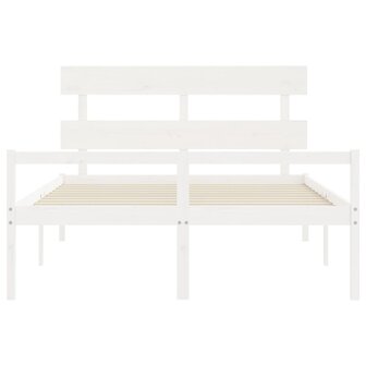 Seniorenbed met hoofdbord massief hout wit 160x200 cm 6