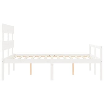 Seniorenbed met hoofdbord massief hout wit 160x200 cm 7