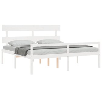 Seniorenbed met hoofdbord massief hout wit 4