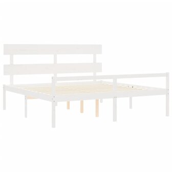 Seniorenbed met hoofdbord massief hout wit 5