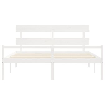 Seniorenbed met hoofdbord massief hout wit 6