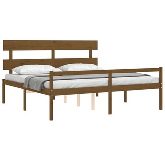 Seniorenbed met hoofdbord massief hout honingbruin 200x200 cm 4