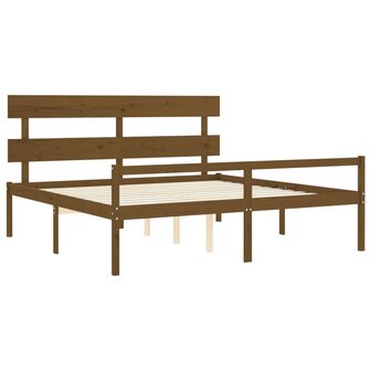 Seniorenbed met hoofdbord massief hout honingbruin 200x200 cm 5