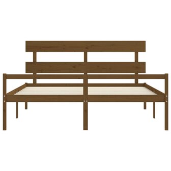 Seniorenbed met hoofdbord massief hout honingbruin 200x200 cm 6