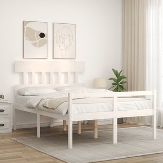 Seniorenbed met hoofdbord massief hout wit 140x200 cm 3