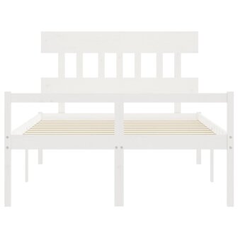 Seniorenbed met hoofdbord massief hout wit 140x200 cm 6