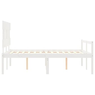 Seniorenbed met hoofdbord massief hout wit 140x200 cm 7