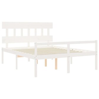 Seniorenbed met hoofdbord massief hout wit 160x200 cm 5