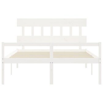 Seniorenbed met hoofdbord massief hout wit 160x200 cm 6