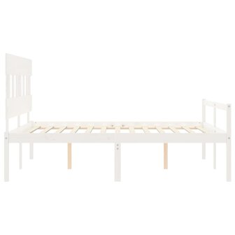 Seniorenbed met hoofdbord massief hout wit 160x200 cm 7