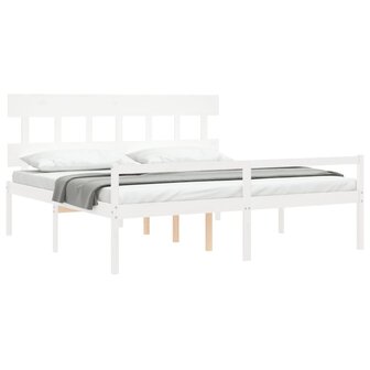 Seniorenbed met hoofdbord massief hout wit 4