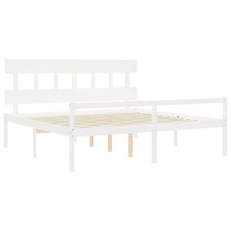 Seniorenbed met hoofdbord massief hout wit 5