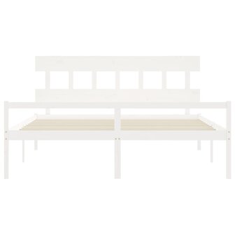 Seniorenbed met hoofdbord massief hout wit 6