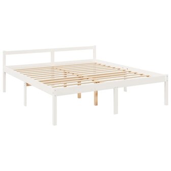 Seniorenbed met hoofdbord massief hout wit 9