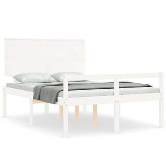 Seniorenbed met hoofdbord massief hout wit 2