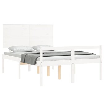 Seniorenbed met hoofdbord massief hout wit 4