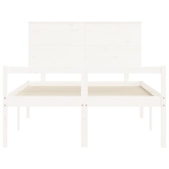 Seniorenbed met hoofdbord massief hout wit 6