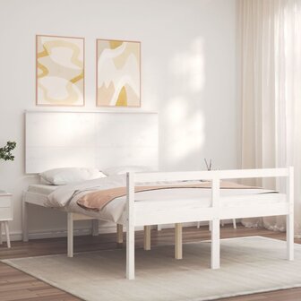 Seniorenbed met hoofdbord massief hout wit 140x200 cm 3