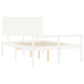 Seniorenbed met hoofdbord massief hout wit 140x200 cm 5