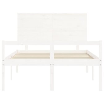 Seniorenbed met hoofdbord massief hout wit 140x200 cm 6