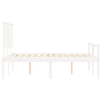 Seniorenbed met hoofdbord massief hout wit 140x200 cm 7