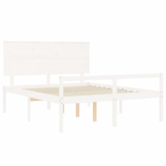 Seniorenbed met hoofdbord massief hout wit 5