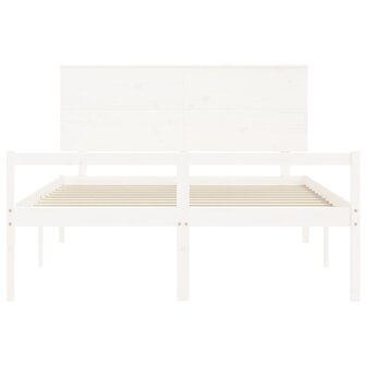 Seniorenbed met hoofdbord massief hout wit 6