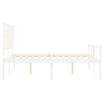 Seniorenbed met hoofdbord massief hout wit 7