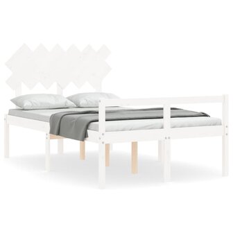 Seniorenbed met hoofdbord massief hout wit 2