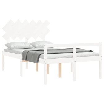 Seniorenbed met hoofdbord massief hout wit 4
