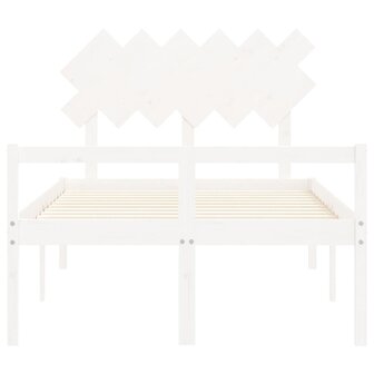 Seniorenbed met hoofdbord massief hout wit 6