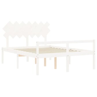 Seniorenbed met hoofdbord massief hout wit 140x200 cm 5