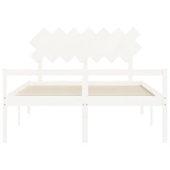 Seniorenbed met hoofdbord massief hout wit 140x200 cm 6