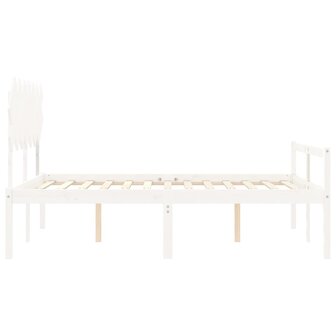 Seniorenbed met hoofdbord massief hout wit 140x200 cm 7