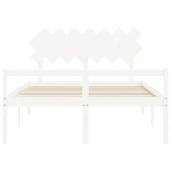 Seniorenbed met hoofdbord massief hout wit 6