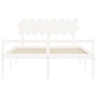 Seniorenbed met hoofdbord massief hout wit 160x200 cm 6