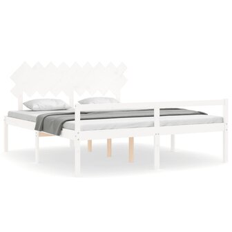 Seniorenbed met hoofdbord massief hout wit 2