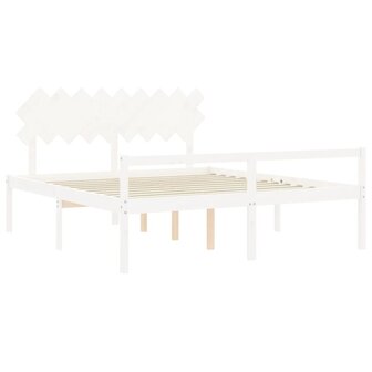 Seniorenbed met hoofdbord massief hout wit 5
