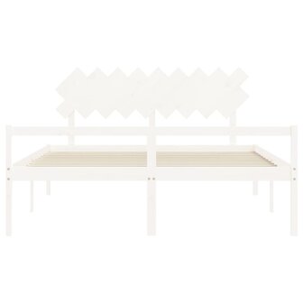 Seniorenbed met hoofdbord massief hout wit 6