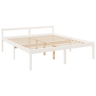 Seniorenbed met hoofdbord massief hout wit 9