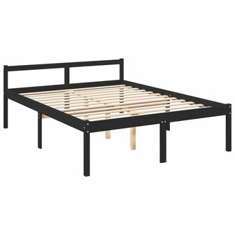 Seniorenbed massief grenenhout zwart 150x200 cm 3