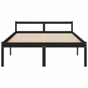 Seniorenbed massief grenenhout zwart 150x200 cm 4