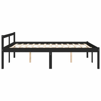 Seniorenbed massief grenenhout zwart 150x200 cm 5