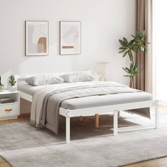 Seniorenbed massief grenenhout wit 160x200 cm 1