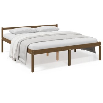 Seniorenbed massief grenenhout honingbruin 200x200 cm 2