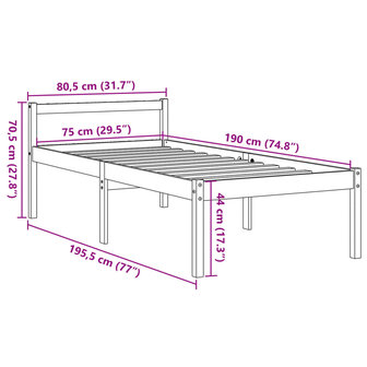 Seniorenbed massief grenenhout wasbruin 75x190 cm 9